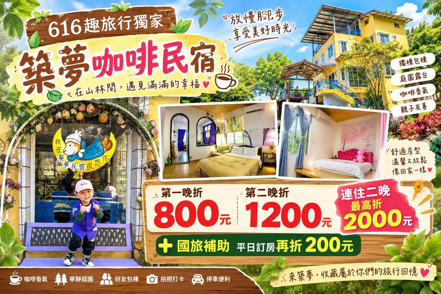 🌿 新竹築夢咖啡民宿  國旅補助來了 連住越划算！ ☕